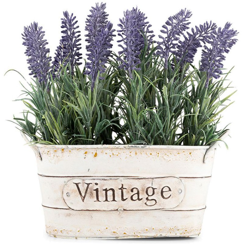 Tin Potted Artificial Lavender