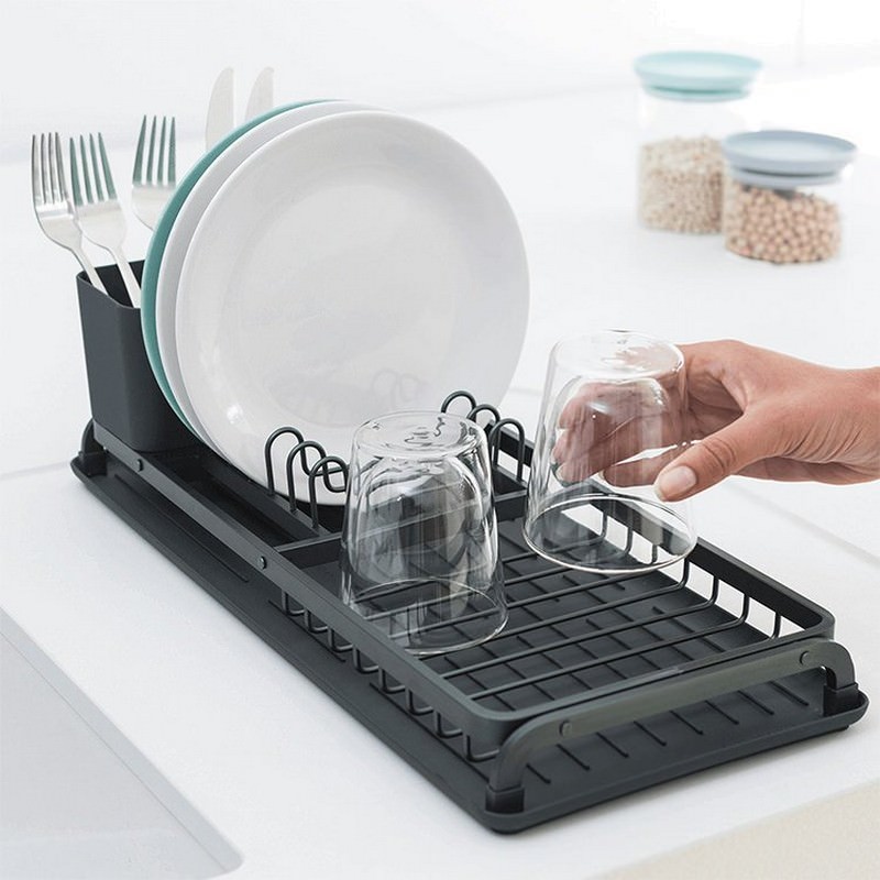 Brabantia Compact Dish Drying Rack, Dark Grey