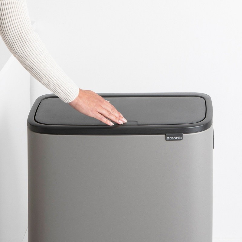 Brabantia BO Touch Waste Bin, 30/30 Litre, Mineral Concrete Grey