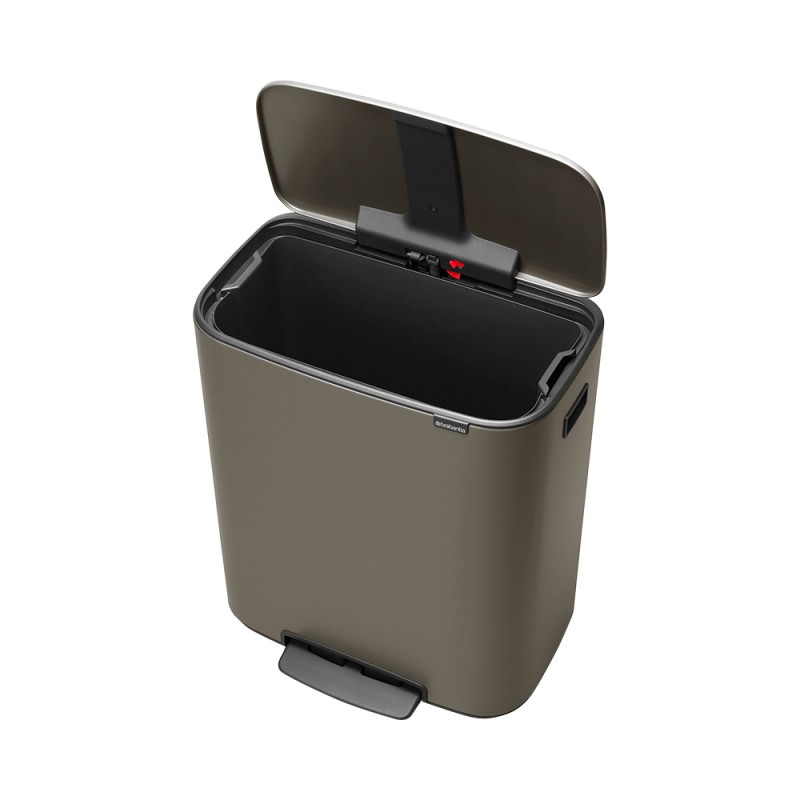 Brabantia BO Pedal Waste Bin, 60 Litre, Platinum