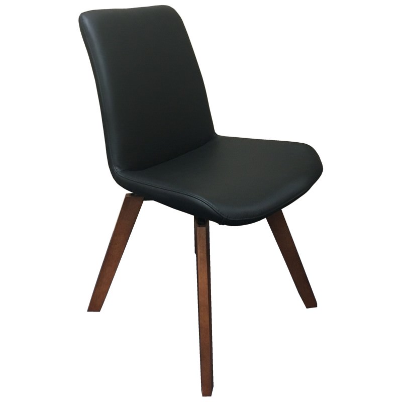 Soho Swivel Leather Dining Chair, Black / Blackwood