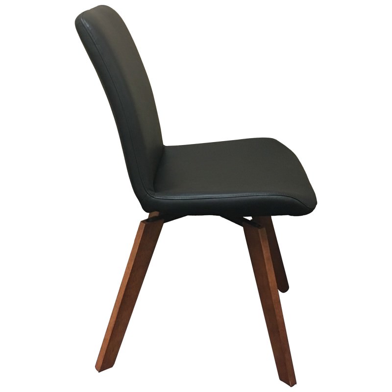 Soho Swivel Leather Dining Chair, Black / Blackwood