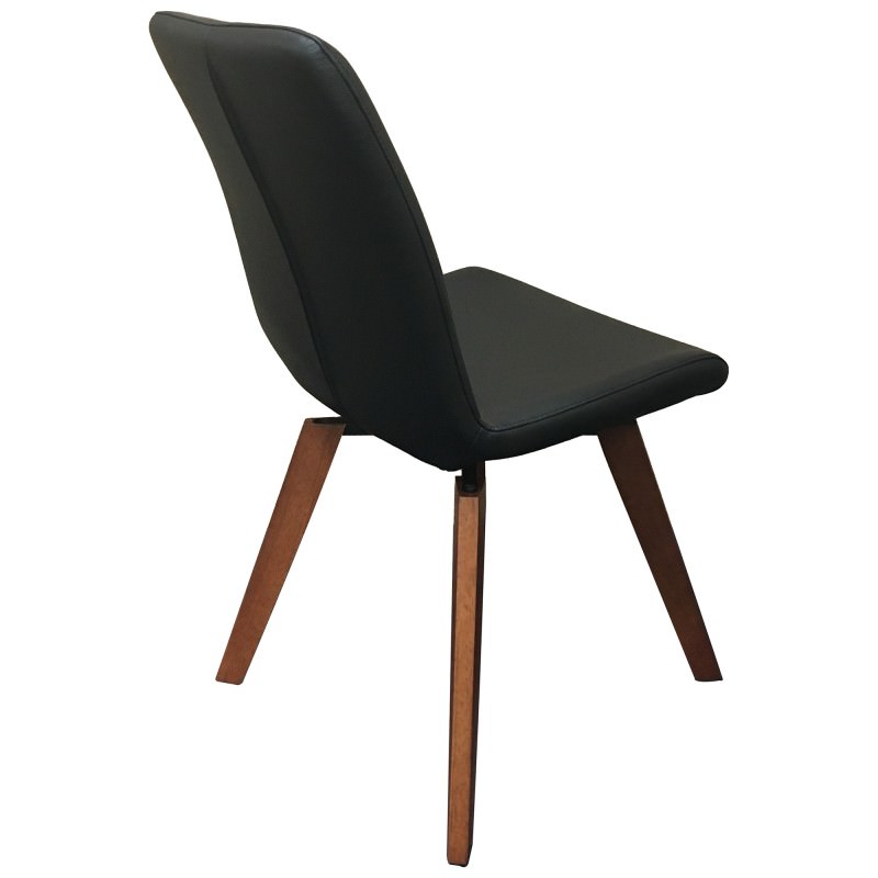 Soho Swivel Leather Dining Chair, Black / Blackwood
