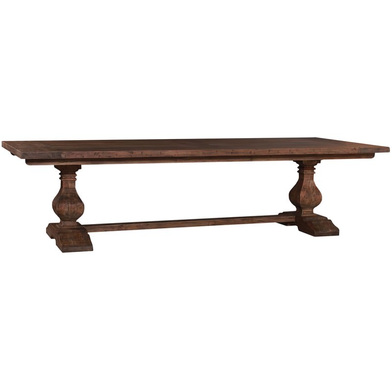 Calverton Mahogany Timber Trestle Dining Table 244cm Antique French Oak