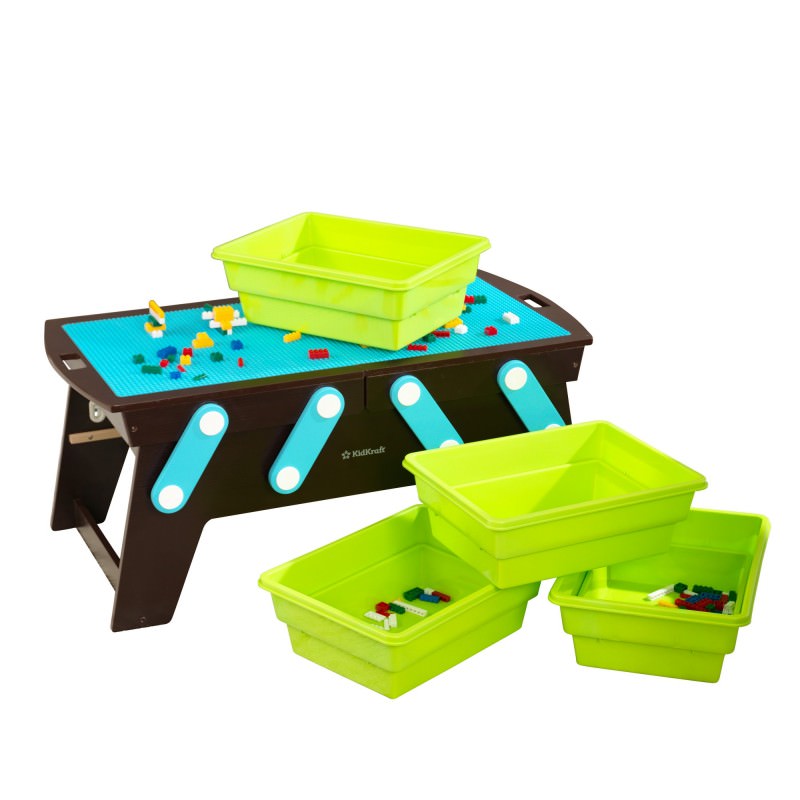 Kidkraft Building Bricks Play N Store Table, Espresso