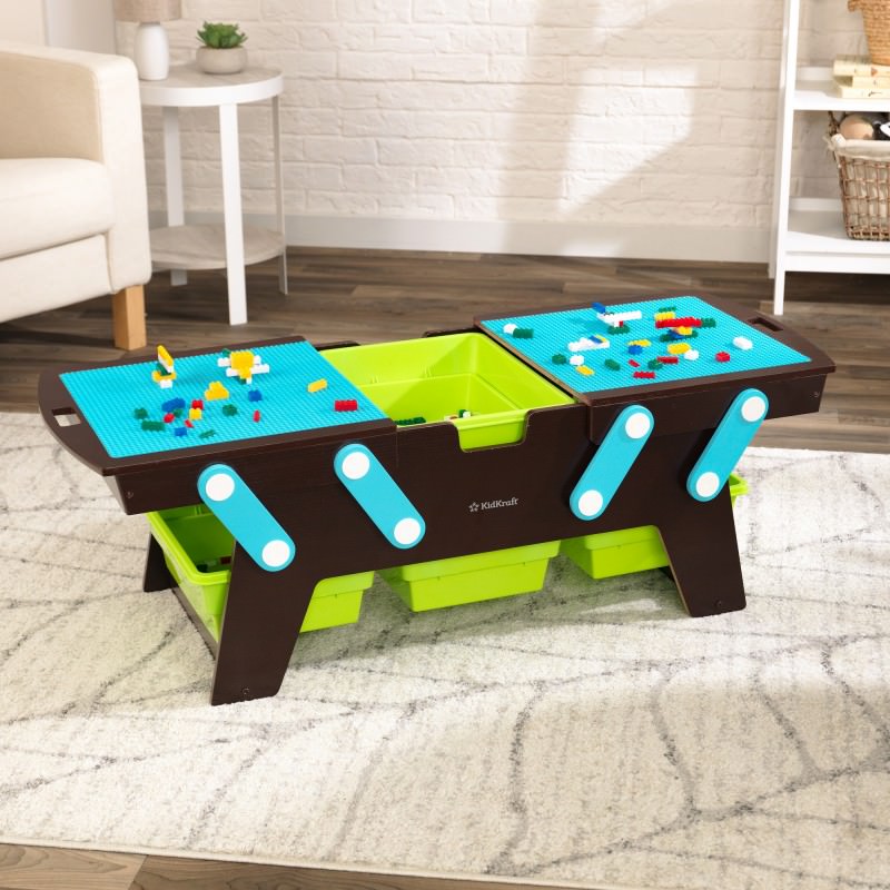Kidkraft Building Bricks Play N Store Table, Espresso