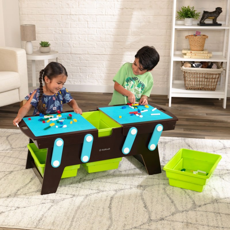 Kidkraft Building Bricks Play N Store Table, Espresso