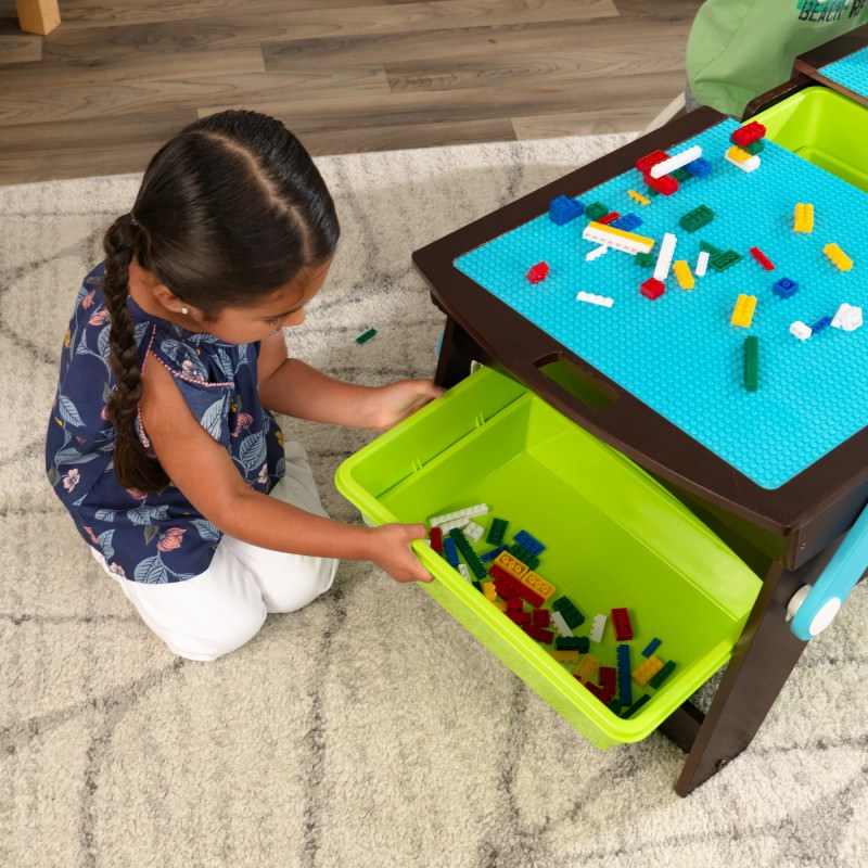Kidkraft Building Bricks Play N Store Table, Espresso