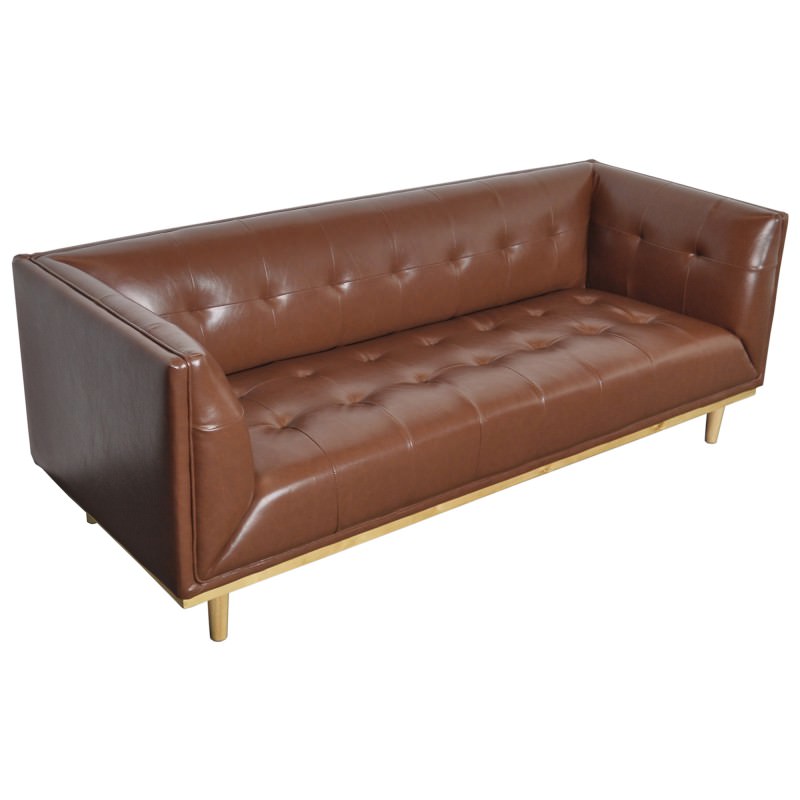 Louis PU Leather Sofa, 3 Seater, Mocha Brown