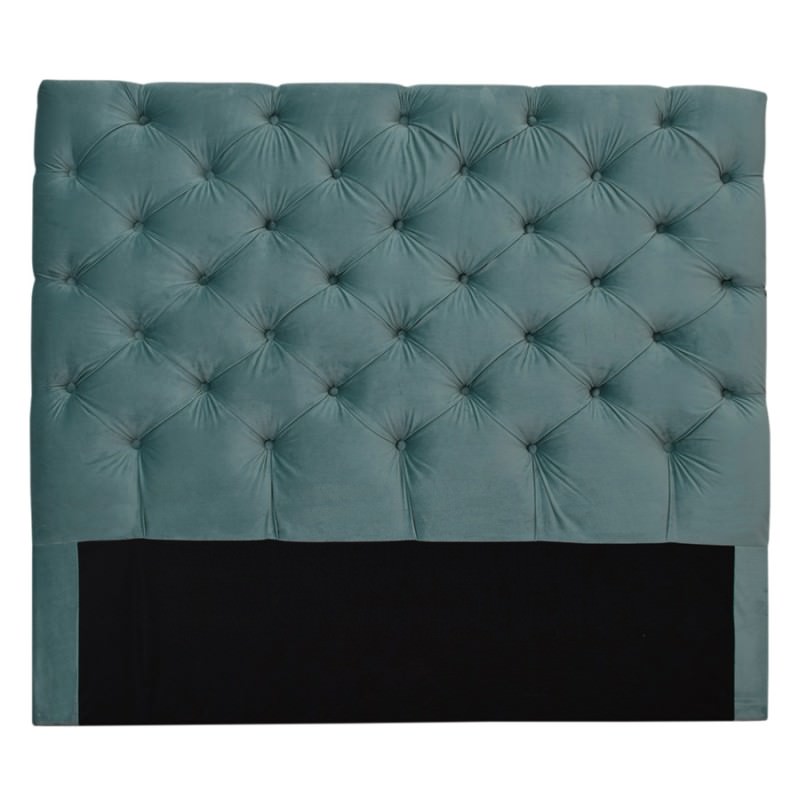 Pippa Tufted Velvet Fabric Headboard, Queen, Duck Egg Blue