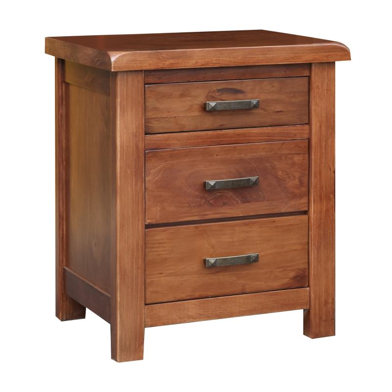 New Zealand Pine Timber 3 Drawer Bedside Table