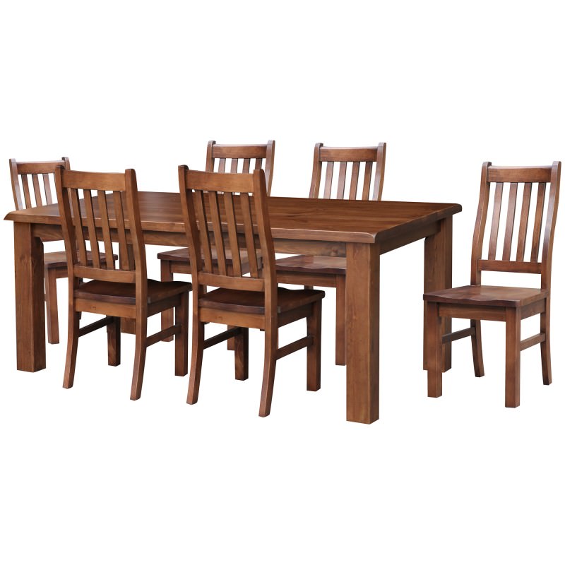 Georgia 7 Piece New Zealand Pine Timber Dining Table Set 180cm