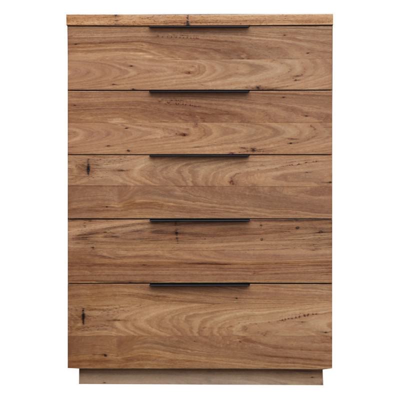 Nelson Wormy Chestnut Timber 5 Drawer Tallboy