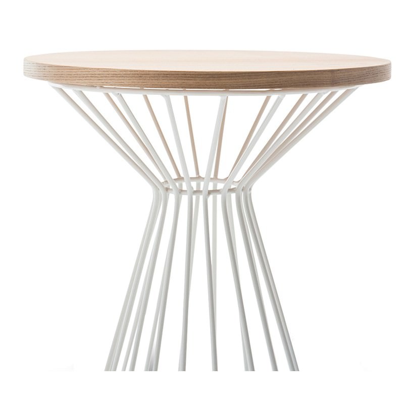Fabiano Wooden Top Metal Wireframe Round Side Table ...