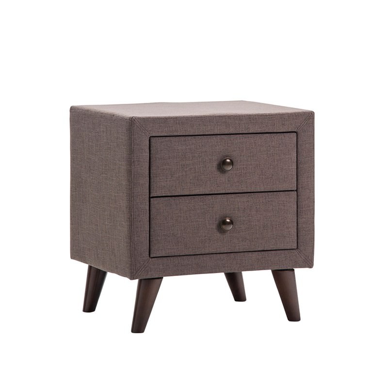 Victoria Fabric Upholstered Bedside Table Brown