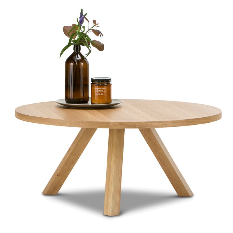 Roi Wooden Round Coffee Table, 80cm, Light Oak