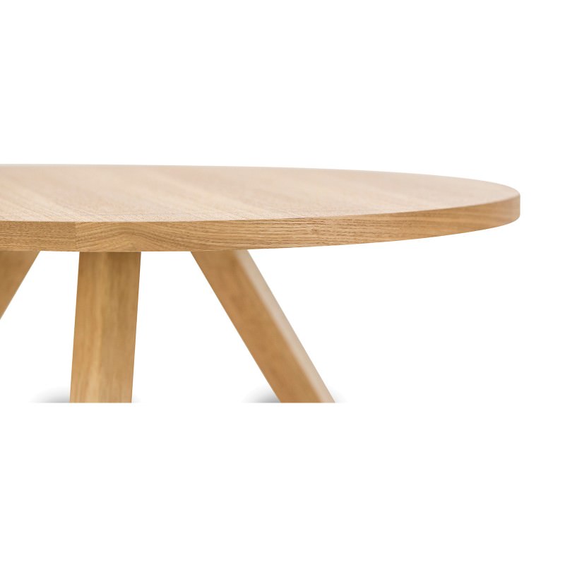 Roi Wooden Round Coffee Table, 80cm, Light Oak