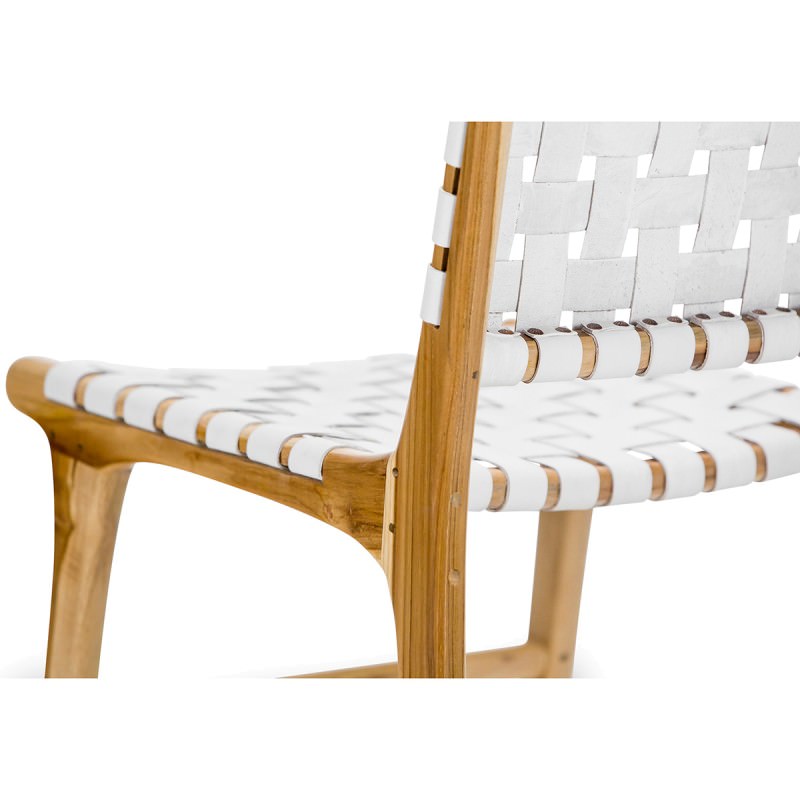 Lazie Woven Leather & Teak Dining Chair, White