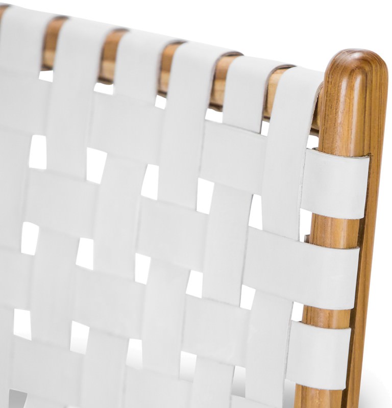 Lazie Woven Leather & Teak Dining Chair, White
