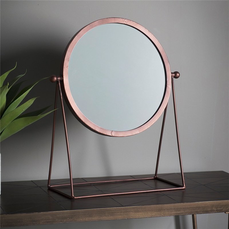 ber Metal Frame Table Top Mirror, Copper