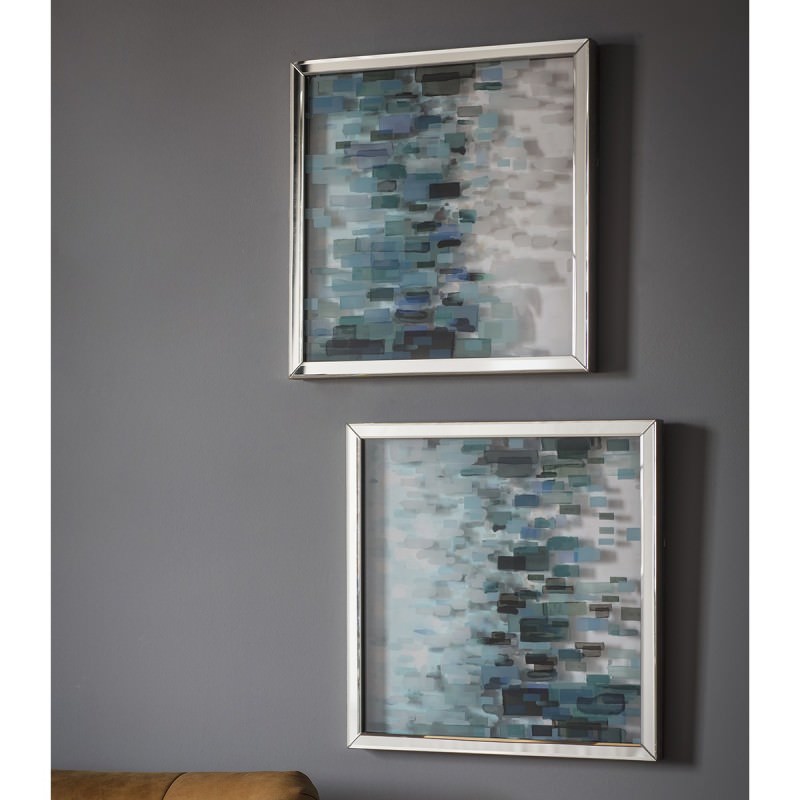 Colbalt 2 Piece Mirror Framed Wall Art Set