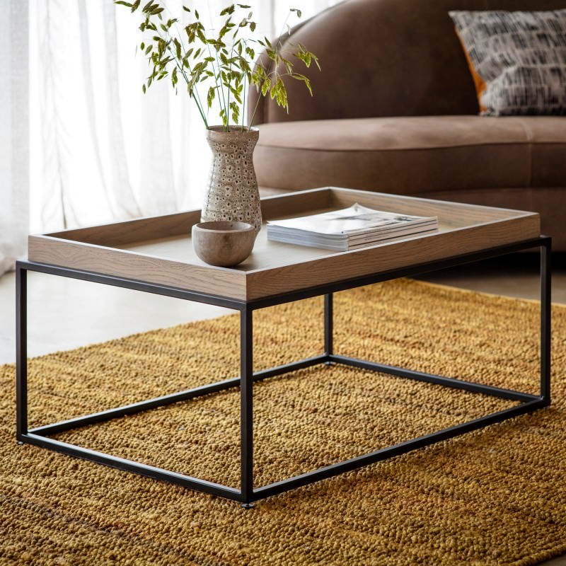 Ferham Tray Top Coffee Table, 90cm, Natural / Black