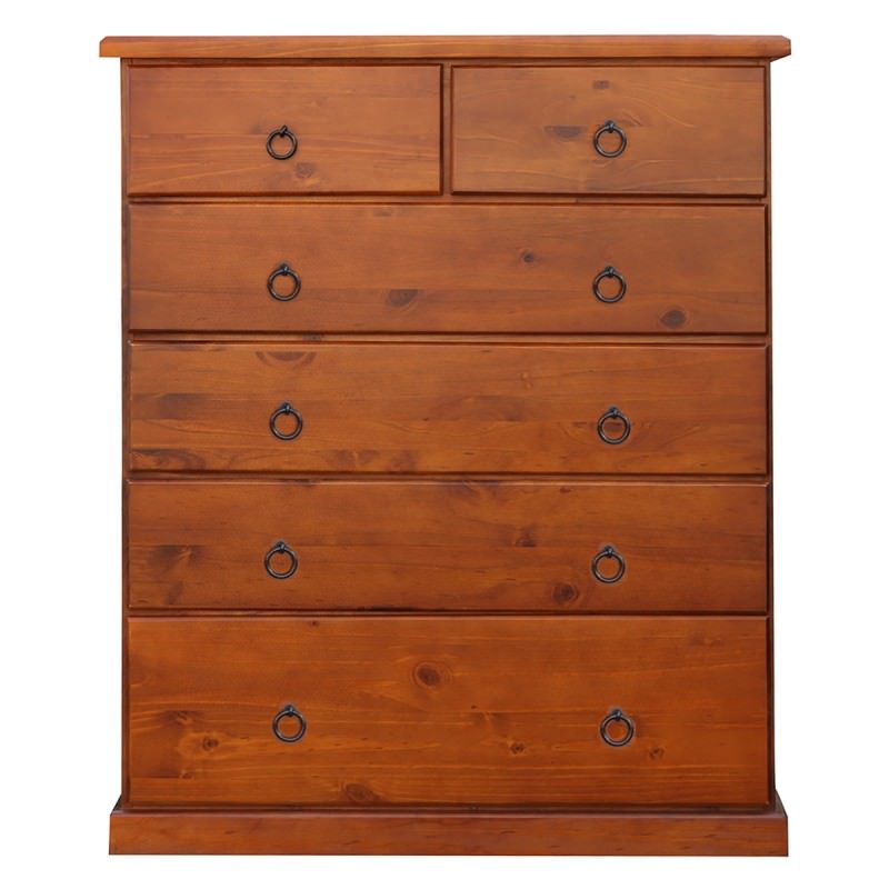 Alford Pine Timber 6 Drawer Tallboy