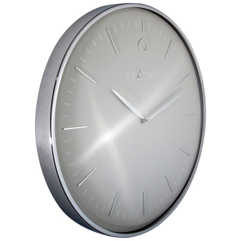 Nextime Glamour Metal Round Wall Clock, 40cm, Silver