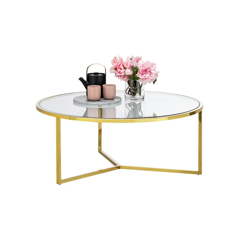 Bianka Tempered Glass & Stainless Steel Round Coffee Table, 100cm