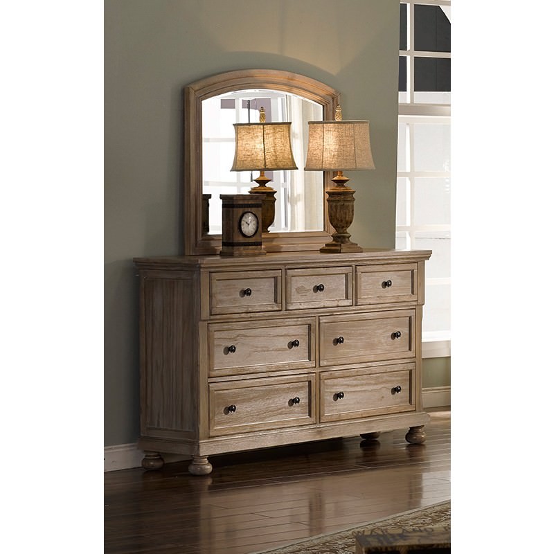 Alvis Solid Pine Timber 7 Drawer Dressing Table With Mirror