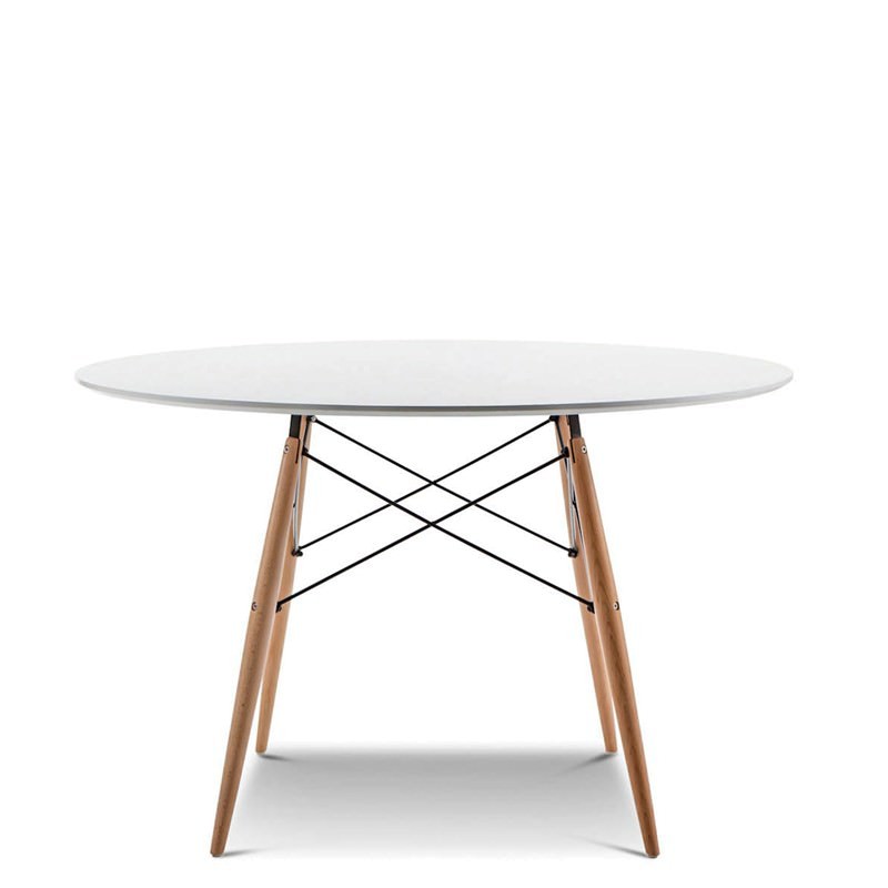 Replica Eames Dsw 120cm Round Dining Table With Timber Legs White