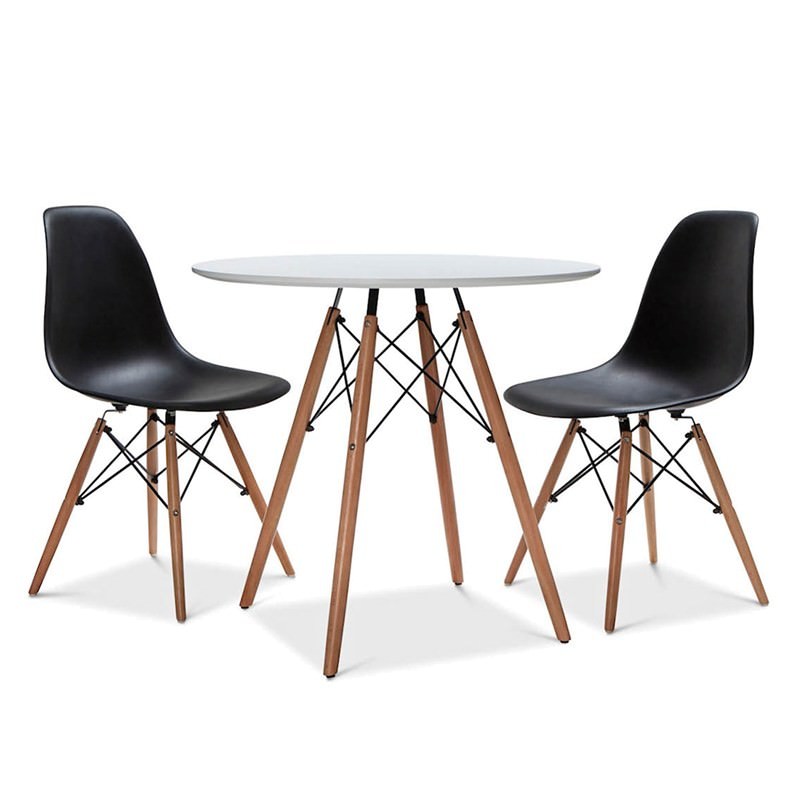 Replica Eames DSW 80cm Round Dining Table with Timber Legs ...