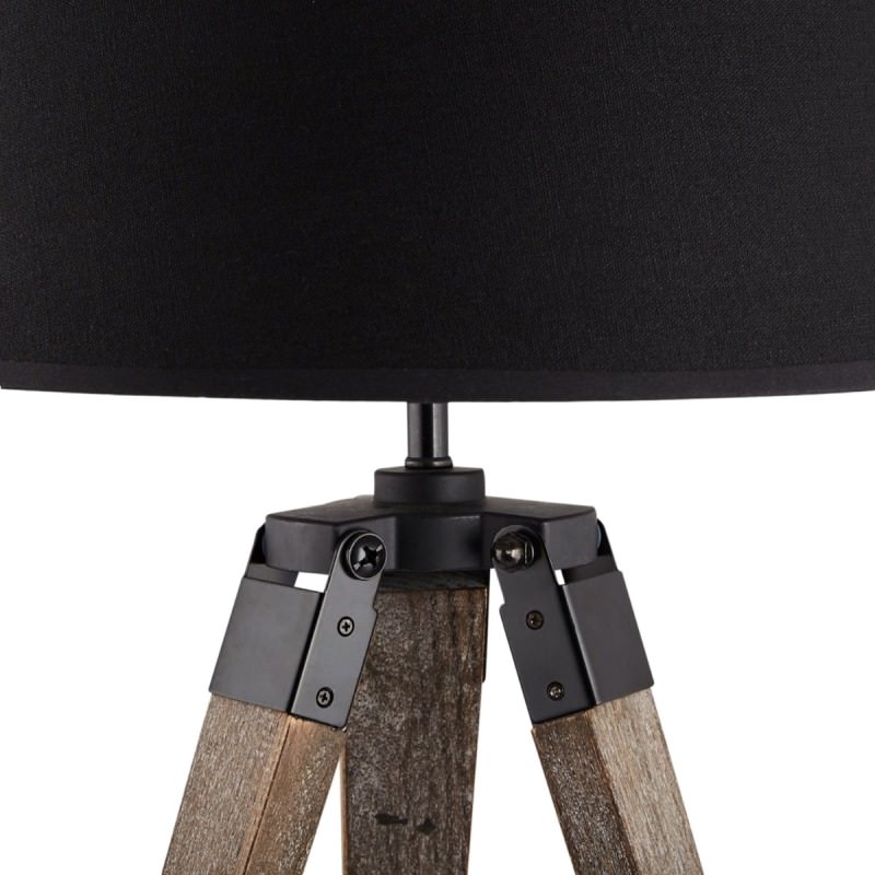 Surveyor Classic Timber Tripod Table Lamp, Dark Oak / Black