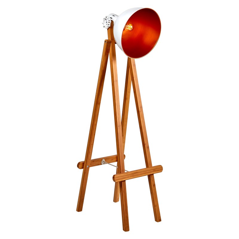 Laurieton Metal Bamboo Floor Lamp Natural White