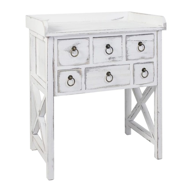 Lorette Paulownia Timber 6 Drawer Console Table 66cm