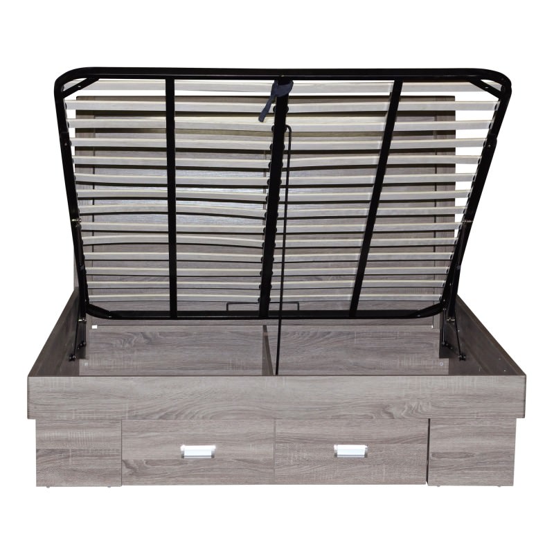 Emilio Wooden Gaslift Storage Queen Bed with End Drawers