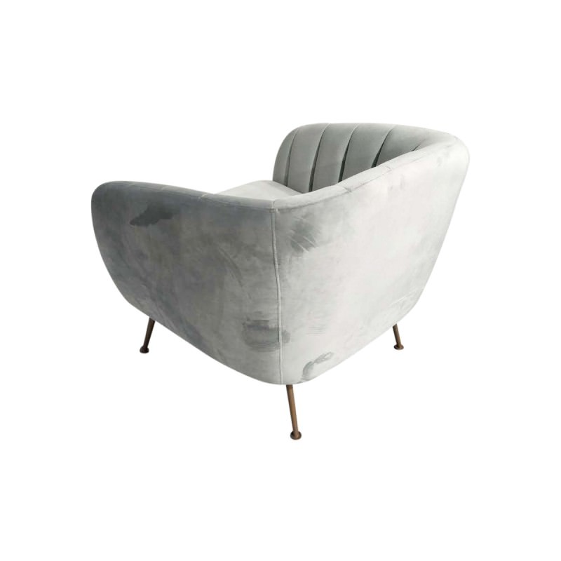 Cecil Velvet Fabric Tub Chair, Grey