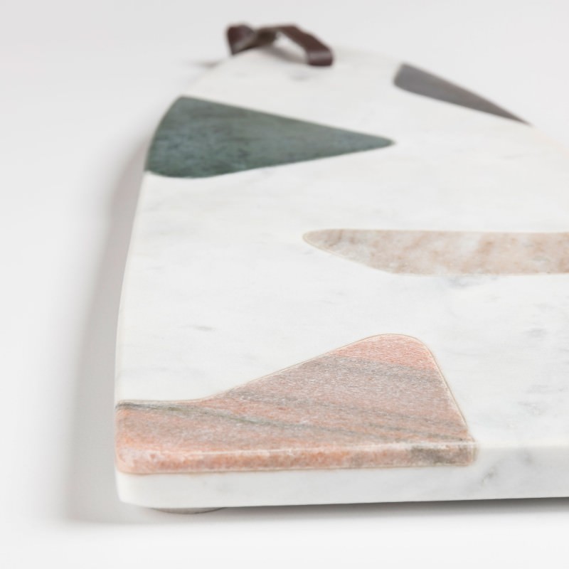 Ainsworth Marble Semioval Serving Board, 40x16cm, Multi