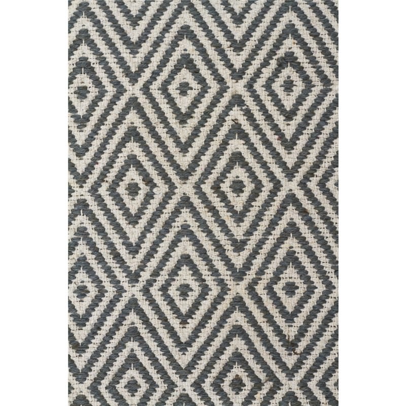 Modern Double Sided Flat Weave Diamond Design Cotton & Jute Rug in Blue
