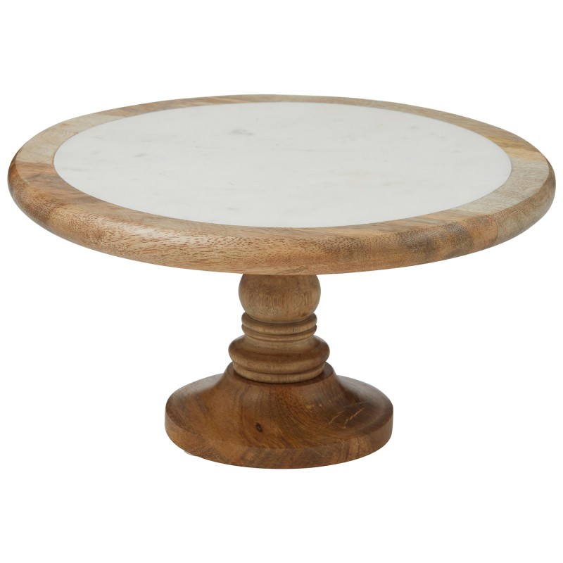 Eliot Marble &amp; Mango Wood Footed Serving Board / Cake Stand