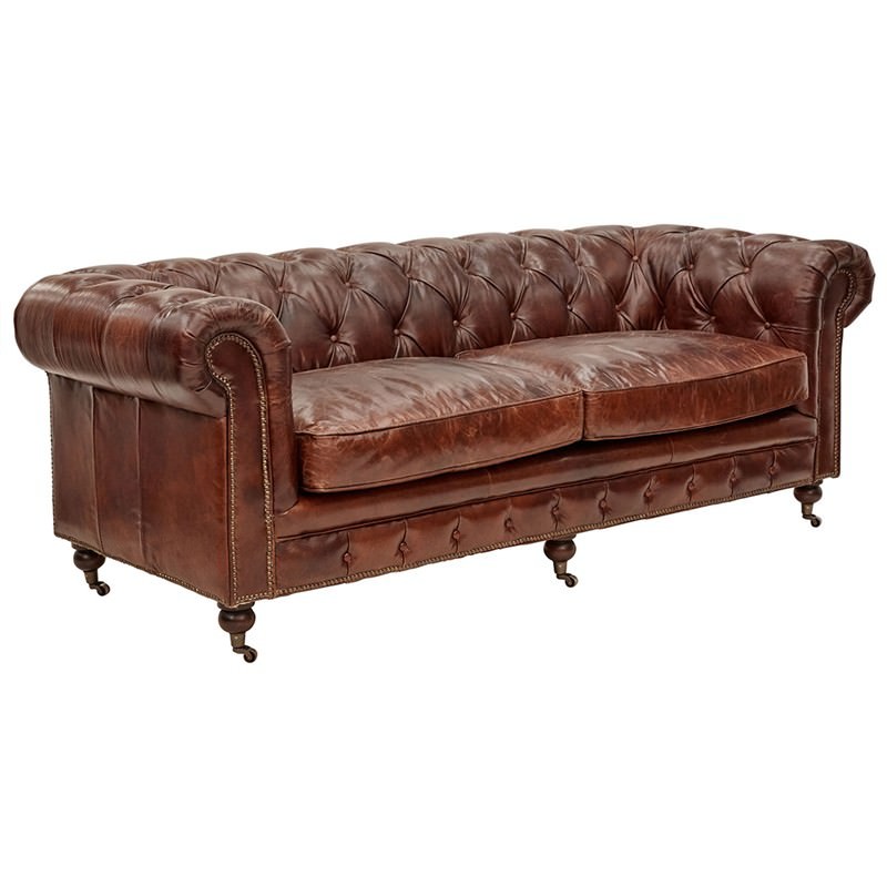 Kensington Full Grain Hand Aged Leather 3 Seater Sofa