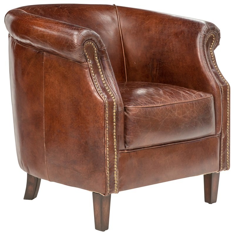 Mosman Full Grain Hand Aged Leather Tub Chair