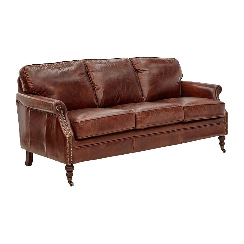 Edinburgh Aged Leather Sofa, 3 Seater