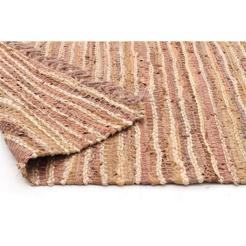 Bondi Leather & Jute Indoor/Outdoor Rug in Brown 270x180cm