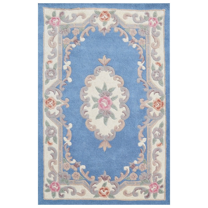 Avalon French Aubusson Wool Rug, 180x120cm, Blue