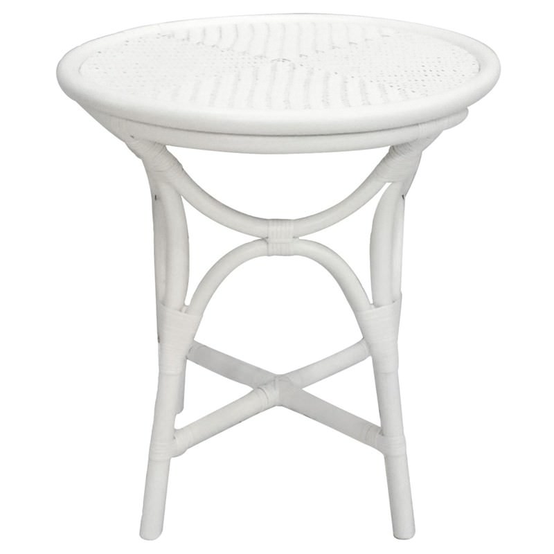 Filton Rattan Round Side Table, White