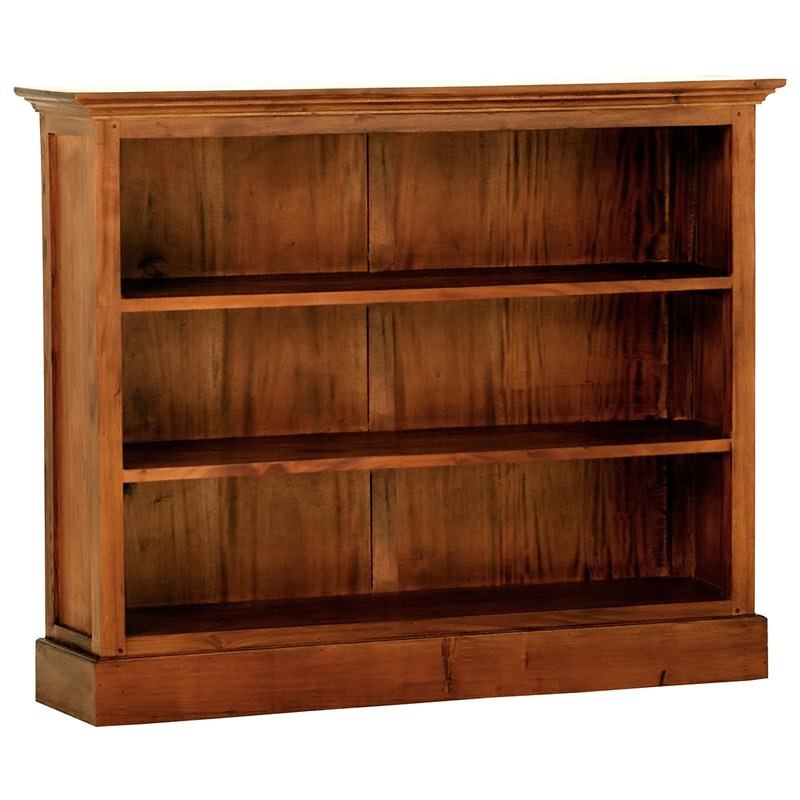 Adolf Solid Mahogany Timber Double Shelf Low Bookcase Light Pecan