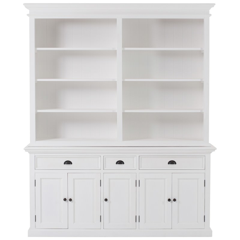 Halifax Mahogany Timber 5 Door 3 Drawer Hutch Cabinet 2 Column Fixed Shelves