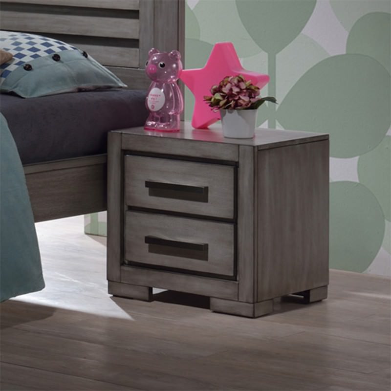 Blaise Rubber Wood Bedside Table Small Elephant Grey