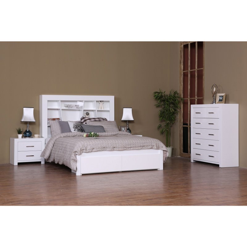Contempo Bedside Table, High Gloss White